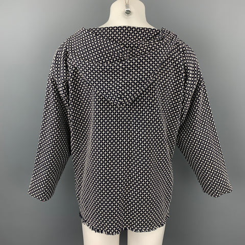 SASQUATCHfabrix Size L Navy & White Woven Cotton Hooded Jacket