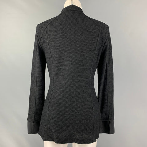ST. JOHN Size 6 Black Wool Blend Textured Jacket