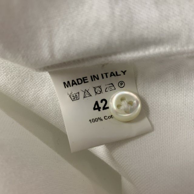 EIDOS Size L White Solid Cotton Camp Short Sleeve Shirt