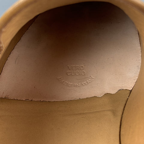 GUCCI Size 11 Tan Solid Leather Tassel Slip On Loafers