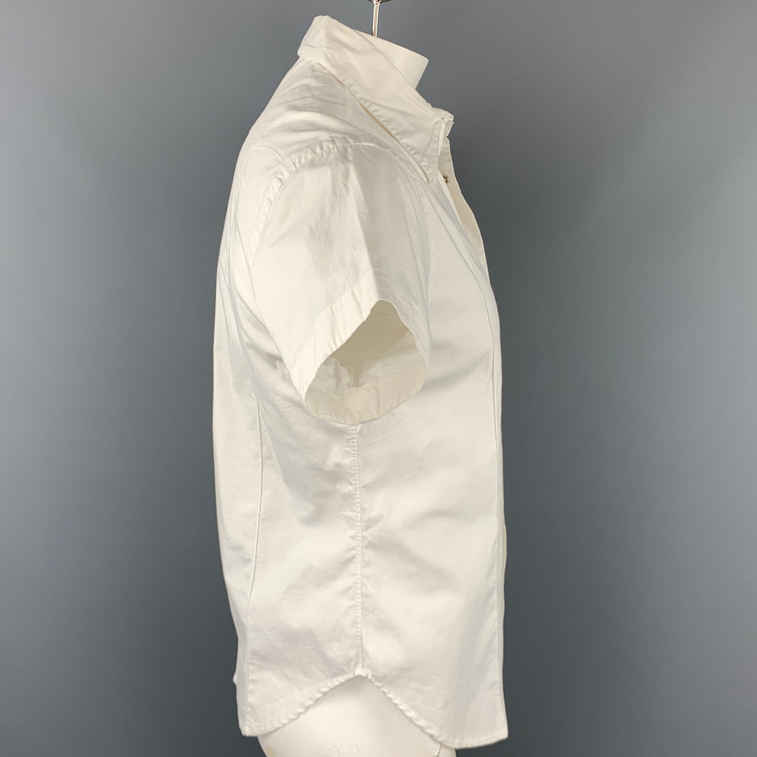 JOHN BARTLETT Size L White Cotton / Lyrca Western Short Sleeve Shirt