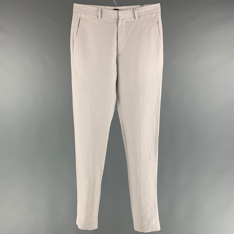 THEORY Size 30 Grey Linen Flat Front Dress Pants