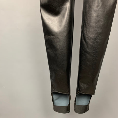 AKIRA NAKA Size M Black Faux Leather Fitted Pleated Casual Pants