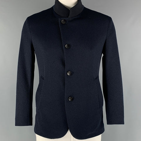 ARMANI COLLEZIONI Size 42 Navy Black Textured Jacket