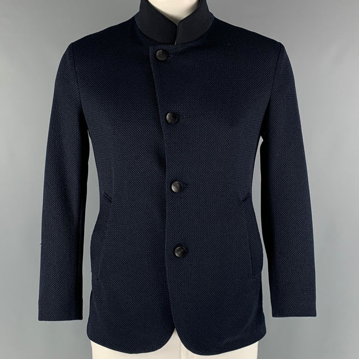 ARMANI COLLEZIONI Size 42 Navy Black Textured Jacket