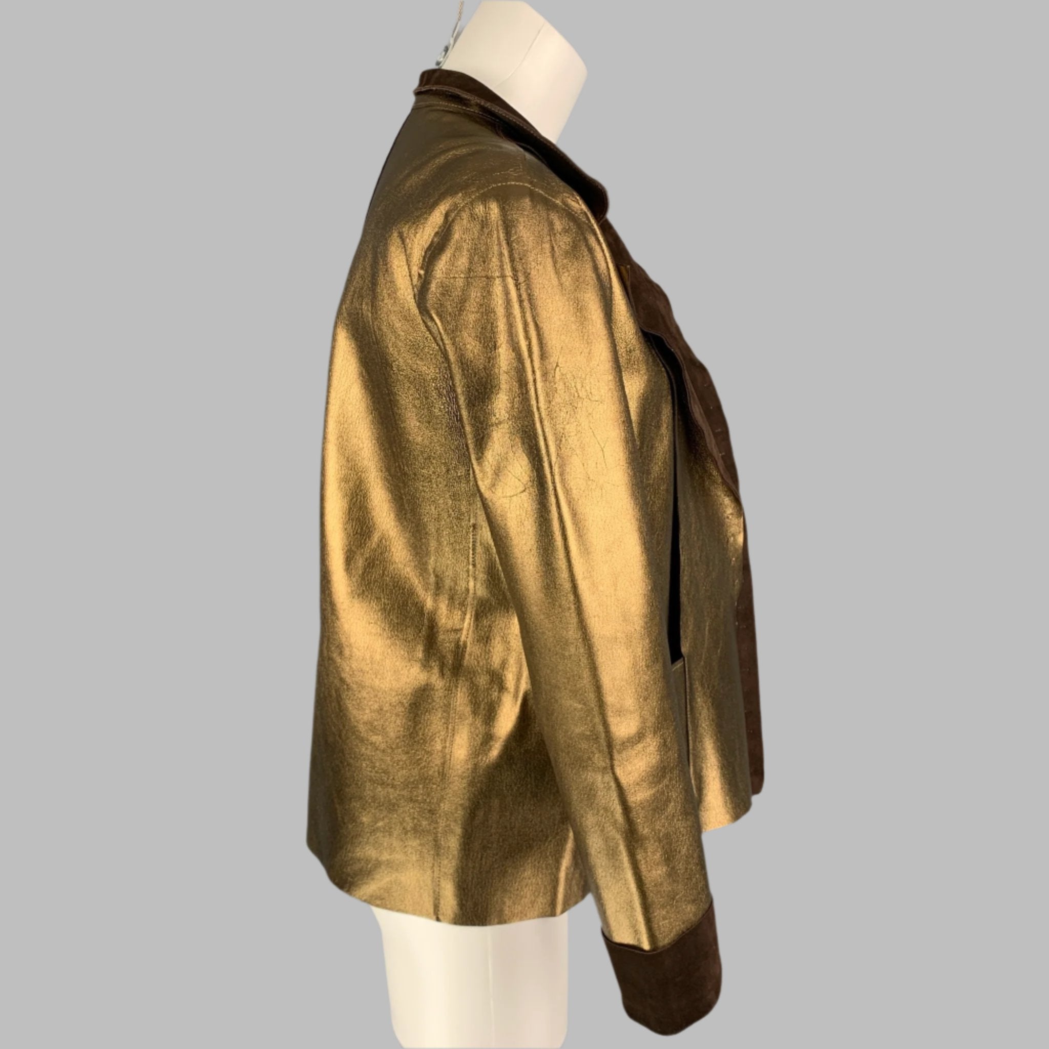 YVES SAINT LAURENT by TOM FORD Size L Gold & Brown Leather