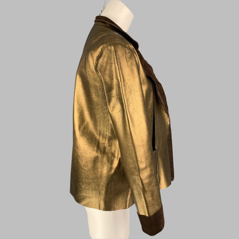 YVES SAINT LAURENT de TOM FORD Talla L Chaqueta reversible de cuero dorado y marrón