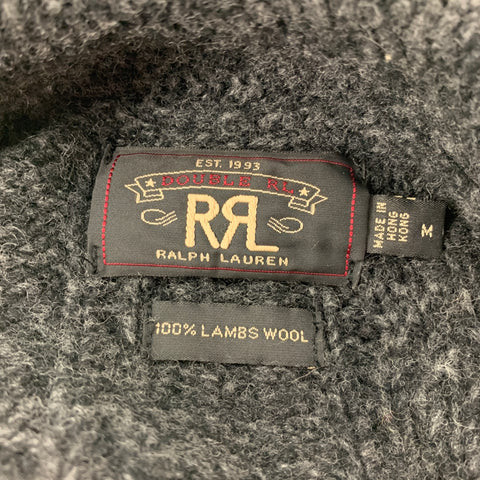 RRL by RALPH LAUREN Size M Charcoal Knitted Wool Shawl Collar Sweater