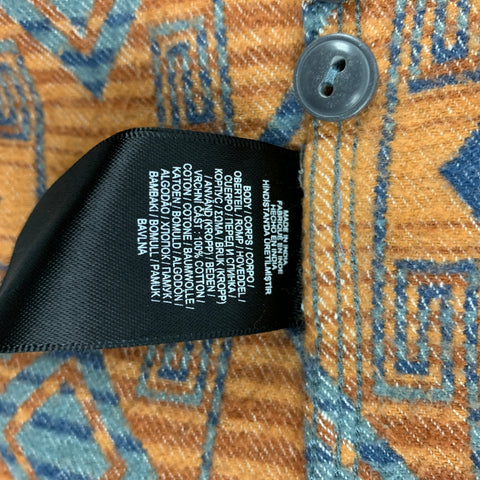 RRL by RALPH LAUREN Size XL Blue Orange Geometric Cotton Long Sleeve Shirt