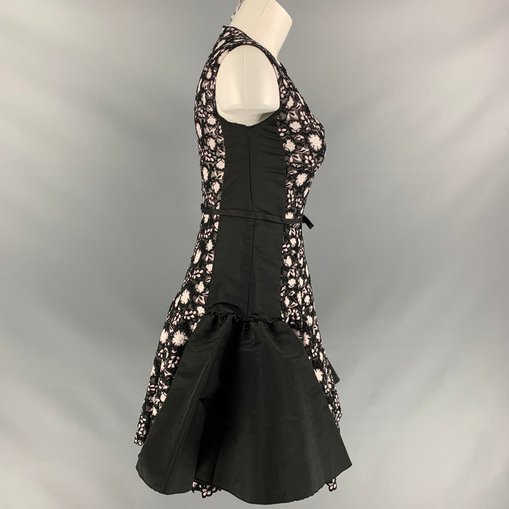 GIAMBATTISTA VALLI Size XS Black & White Silk Mixed Fabrics Cocktail Dress
