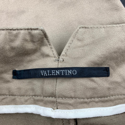VALENTINO Size 32 Khaki Pleated Cotton Button Fly Shorts