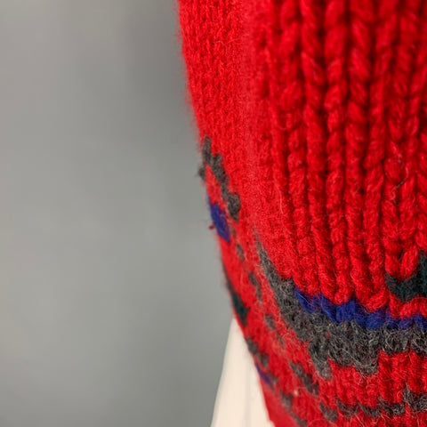 POLO by RALPH LAUREN Size XL Red Grey Knit Wool Shawl Collar Sweater