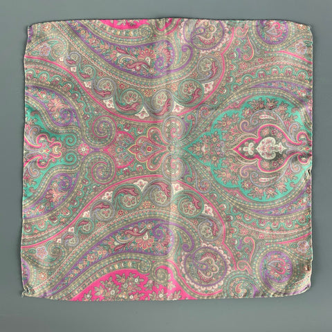 ERMENEGILDO ZEGNA Pink Multi-Color Paisley Silk Pocket Square