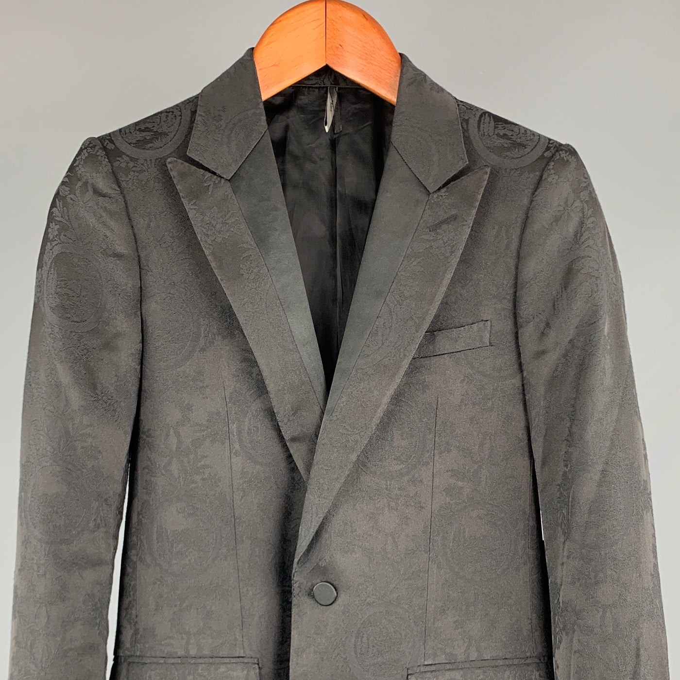 DIOR HOMME Size 34 Black Jacquard Polyester / Viscose Sport Coat