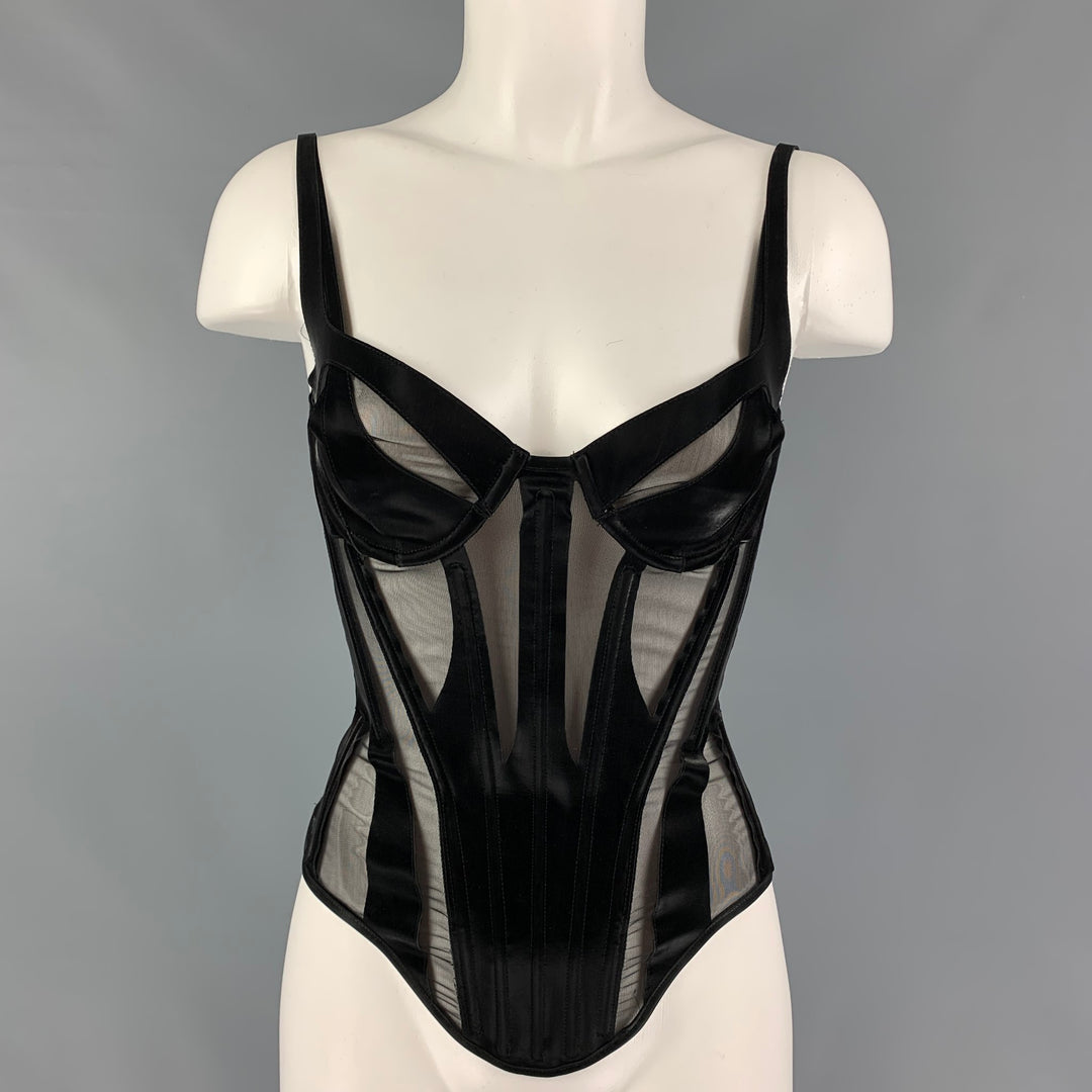 MUGLER Size S Black Polyamide High Tech Cut-Out Illusion Panel