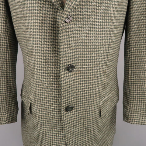 KITON Chest Size 40 Regular Green Houndstooth Cashmere / Silk Sport Coat