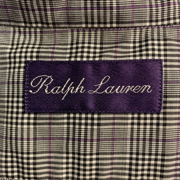 RALPH LAUREN Taille M Chemise à manches longues en coton à carreaux noir et blanc