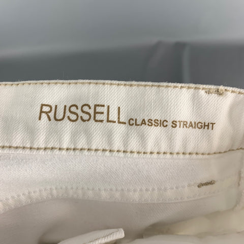 RUSSELL Size 32 Cream Cotton / Polyester Classic Jeans