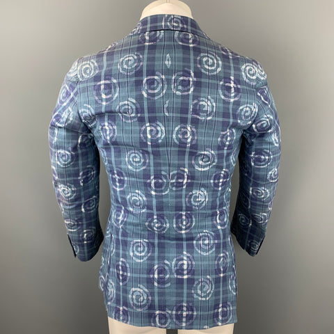 SOUTHWIK for JOURNAL STANDARD Size 34 Short Blue Plaid Notch Lapel Sport Coat