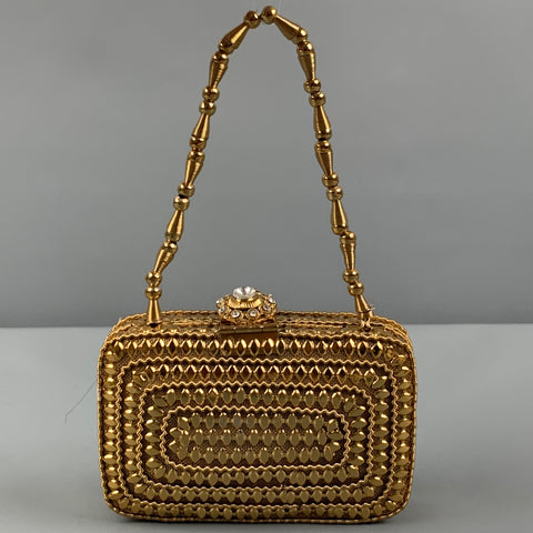 VINTAGE Gold Metallic Rhinestone Mini Bag