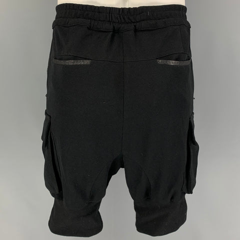 PYER MOSS Talla XL Shorts de entrepierna caída de algodón negro