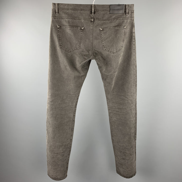 NICOLAS A. TARALIS Taille 34 Pantalon décontracté en coton gris avec braguette boutonnée