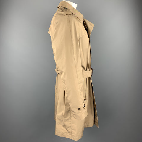 DUNHILL Size XXL Khaki Cotton / Polyamide Double Breasted Trenchcoat