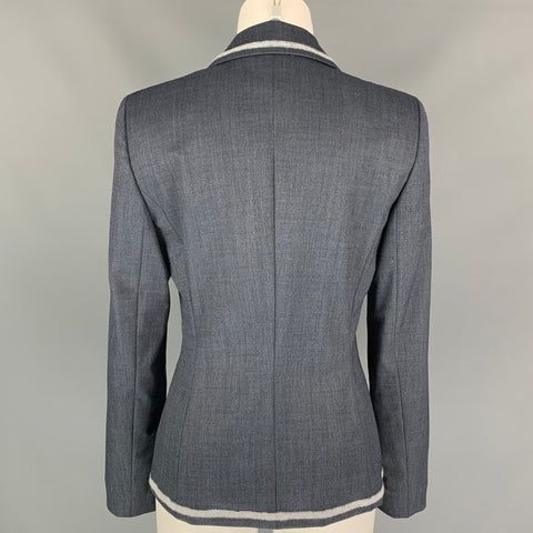 ESCADA Taille 6 Veste en laine vierge sergée grise et gris clair