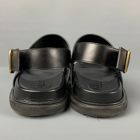 MARNI Size 11 Black Leather Straps Sandals