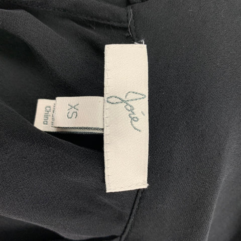 JOIE Size XS Black Silk High Collar Blouse
