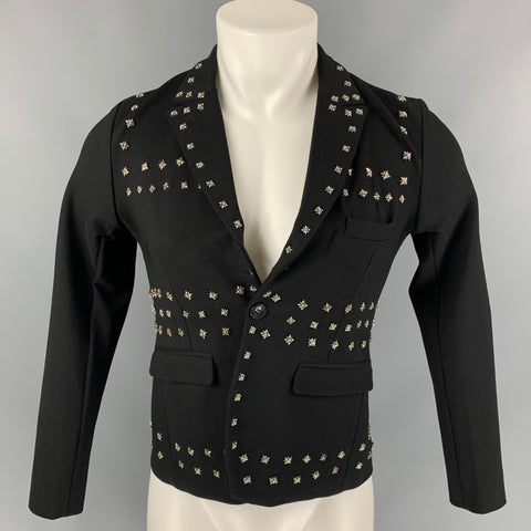 JOHN RICHMOND Talla XS Chaqueta negra de mezcla de viscosa con tachuelas