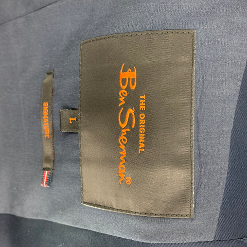 BEN SHERMAN Size 40 Navy Cotton Notch Lapel Sport Coat
