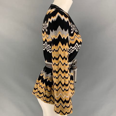MISSONI Top de vestir de punto de lana / nailon en blanco y negro mostaza talla 2