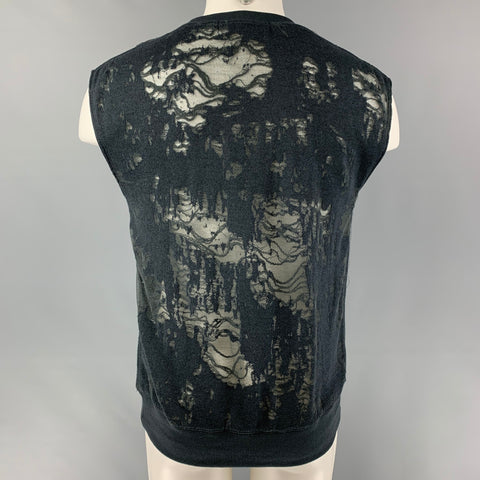 IRO Nuala Size M Slate Distressed Cotton Blend Sleeveless Pullover