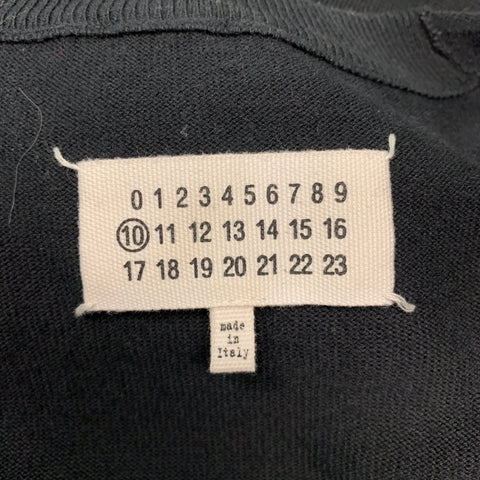 MAISON MARGIELA Size M Black Textured Cotton V-Neck Cardigan