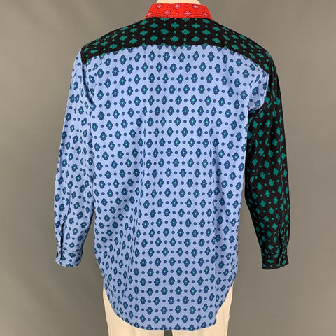 SOULEIADO Size XL Multi-Color Mixed Fabrics Cotton Button Up Long Sleeve Shirt