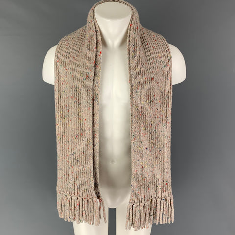 LOUIS VUITTON Oatmeal Multi-Color Knitted Fringe Scarf