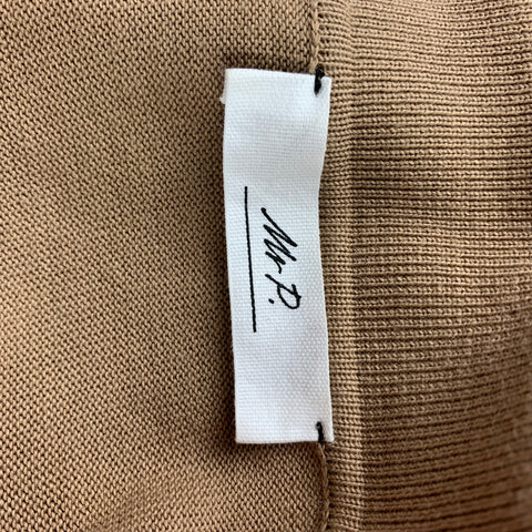 MR P. Size M Taupe Stripe Cotton V-Neck Pullover Sweater