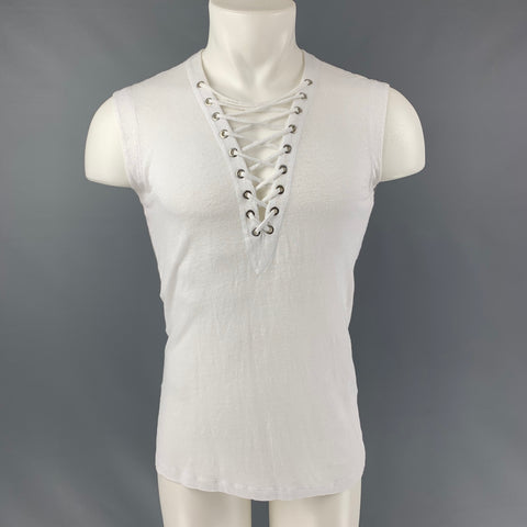 IRO Tissa Size XS White Solid Linen Sleeveless Tank Top