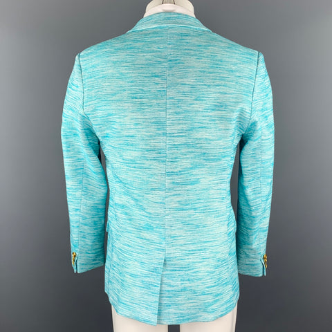 MR. TURK Size 40 Aqua Woven Viscose Blend Notch Lapel Sport Coat