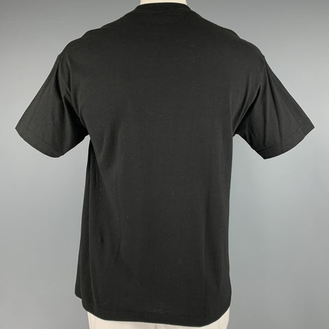 PLEASURES Size L Black Graphic Cotton Crew-Neck T-shirt