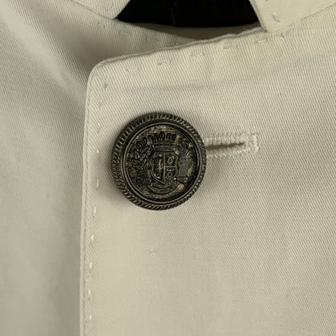 JOHN VARVATOS Size 36 White Cotton / Linen Silver Embossed Metal Buttons Sport Coat