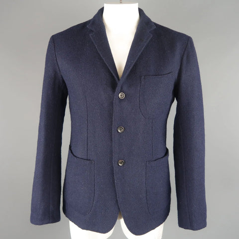 45rpm L-XL / JP 5 Navy Wool Twill Patch Pocket Soft Shoulder Jacket 45rpm
