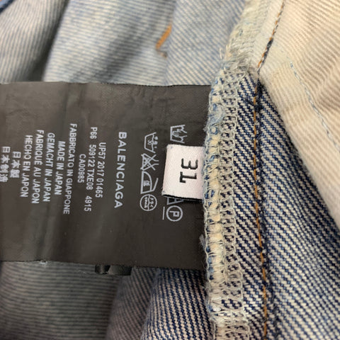 BALENCIAGA Size 31 Blue Wash Denim Button Fly Jeans