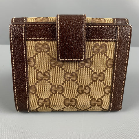 GUCCI Walet Cuero de lona con monograma marrón beige