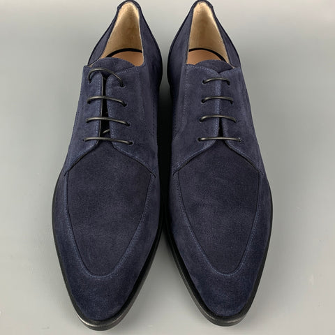 GIORGIO ARMANI Size 11.5 Navy Leather Suede Laces