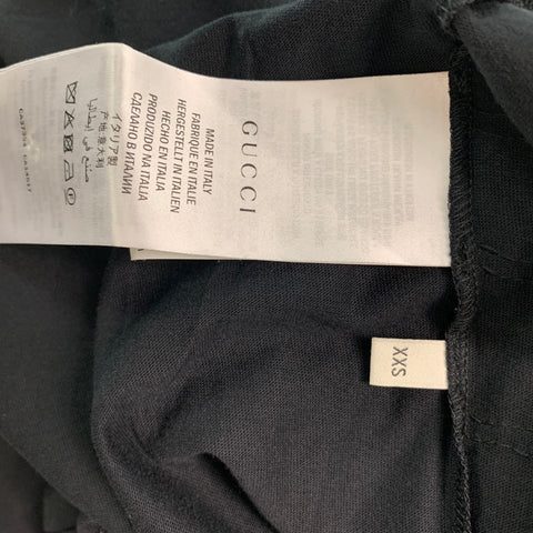 GUCCI Size XXS Black Gold Embroidery Cotton Crew-Neck T-shirt