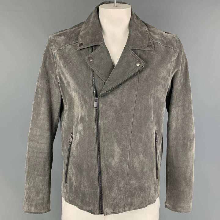 NOMINEE Size L Grey Suede Biker Jacket