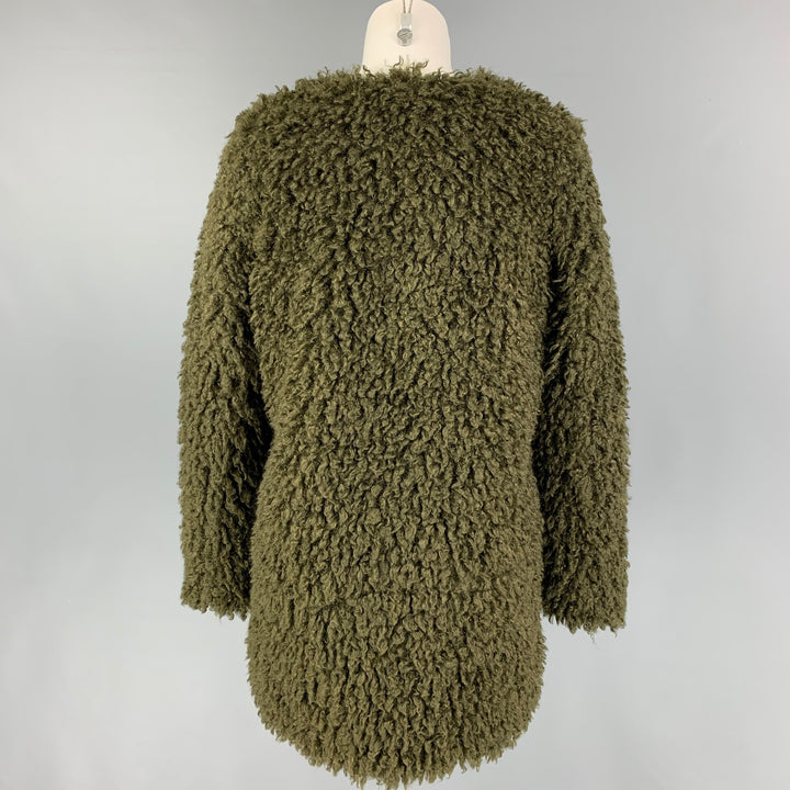 LOVE TOKEN Size S Olive Polyester Textured Collarless Coat