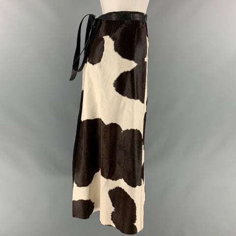 MARC JACOBS Size 6 Brown Cream Calf hair Wrap Skirt